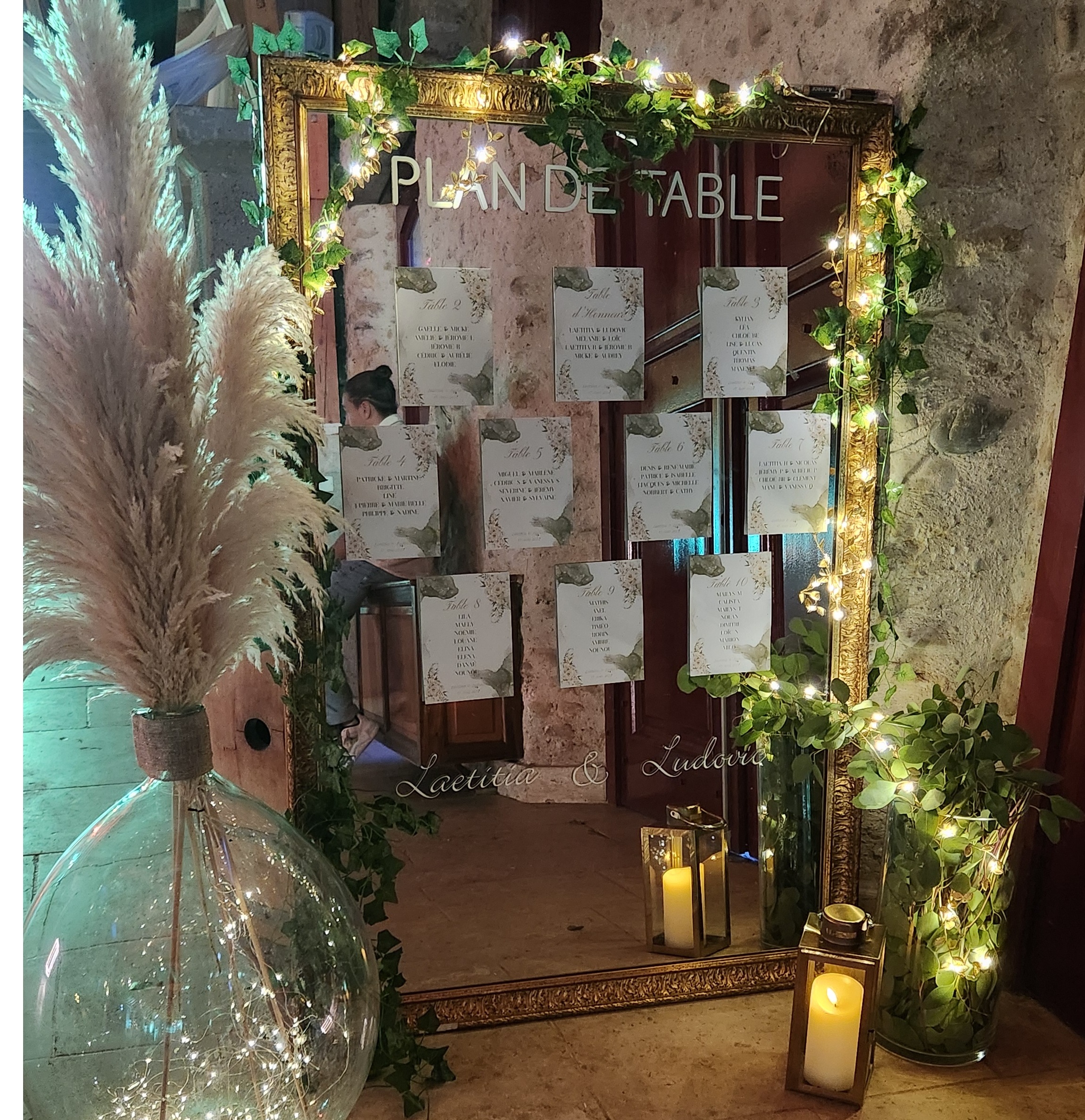 plan de table miroir